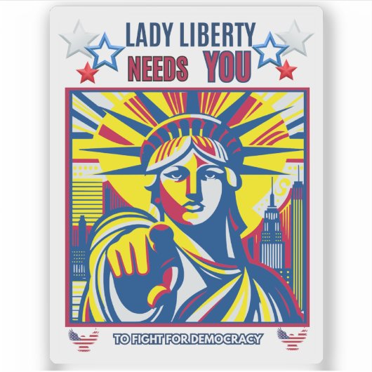 Lady Liberty heeft je nodig! White BG vecht tegen  Sticker (Voorkant)
