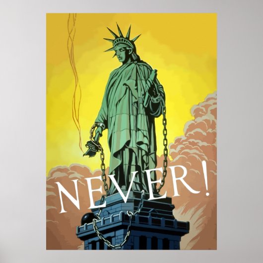 Lady Liberty in Chains — nooit Poster (Voorkant)