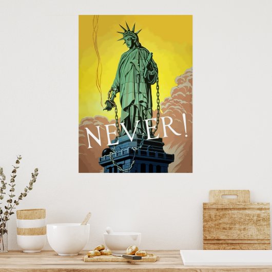 Lady Liberty in Chains — nooit Poster (Keuken)