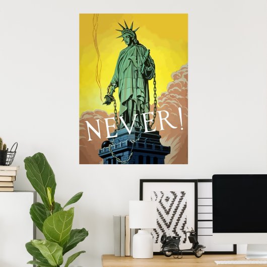 Lady Liberty in Chains — nooit Poster (Thuiskantoor)