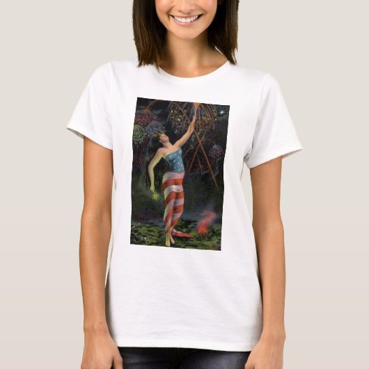 Lady Liberty in de vlag T-shirt (Voorkant)