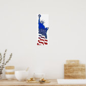 Lady Liberty in rood, wit en blauw Poster (Keuken)