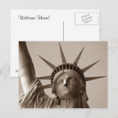 Lady Liberty in Sepia beeld van de vrijheid NYC NY Briefkaart (Voorkant / Achterkant)