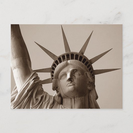 Lady Liberty in Sepia beeld van de vrijheid NYC NY Briefkaart (Voorkant)