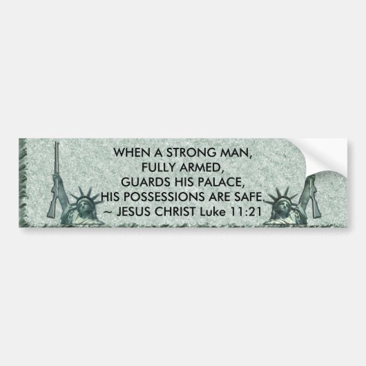 LADY LIBERTY - JEZUS CITAAT - ARMEN BUMPERSTICKER (Voorkant)