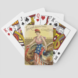 Lady Liberty Kalkoenen US Vlag Patriottisch Pokerkaarten
