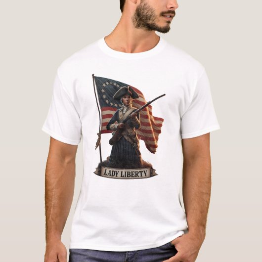 Lady Liberty Koloniale Vrouw  T-shirt (Voorkant)