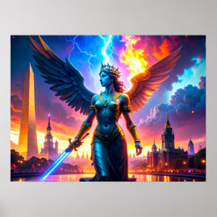 Lady Liberty Krijger Verdediger van Vrijheid Democ Poster