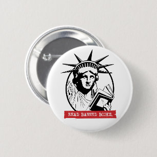 Lady Liberty Lees verboden boeken Ronde Button 5,7 Cm