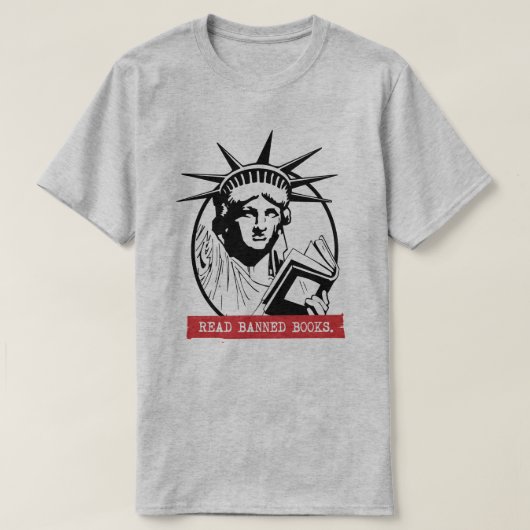 Lady Liberty Lees verboden boeken T-shirt (Design voorkant)