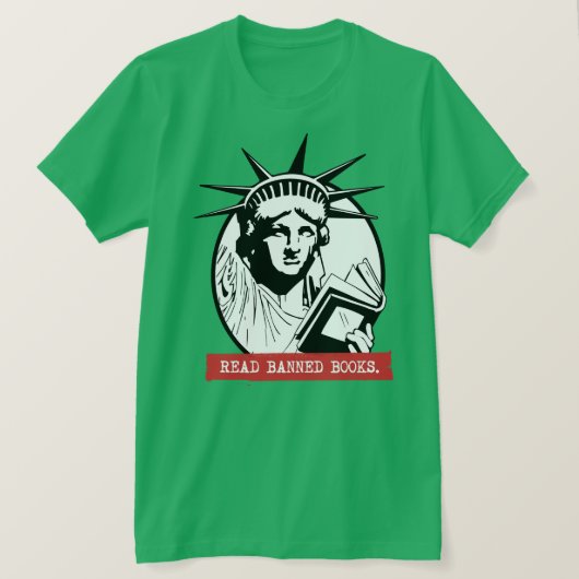 Lady Liberty Lees verboden boeken T-shirt (Design voorkant)
