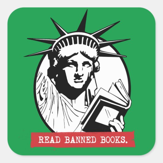 Lady Liberty Lees verboden boeken Vierkante Sticker (Voorkant)