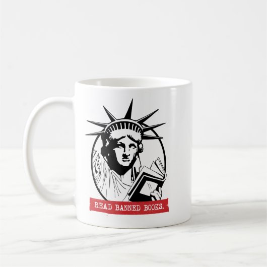 Lady Liberty leest verboden boeken Koffiemok (Links)