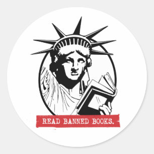 Lady Liberty leest verboden boeken Ronde Sticker