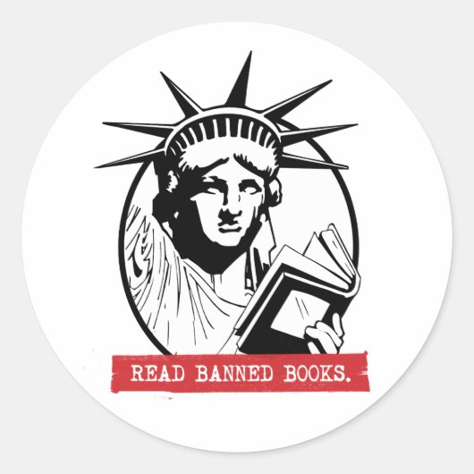 Lady Liberty leest verboden boeken Ronde Sticker (Voorkant)