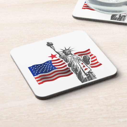 Lady Liberty met Amerikaanse vlag Bier Onderzetter (Linkerzijde)