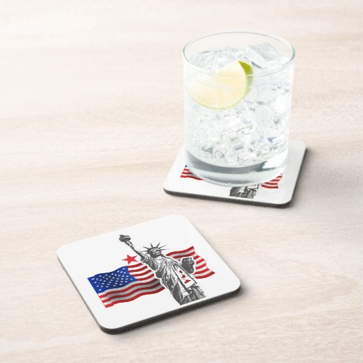 Lady Liberty met Amerikaanse vlag Bier Onderzetter (Rechterzijde)