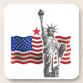 Lady Liberty met Amerikaanse vlag Bier Onderzetter