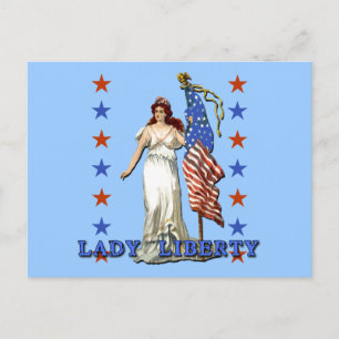  Lady Liberty met Amerikaanse vlag Briefkaart
