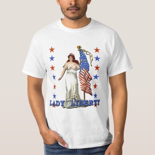  Lady Liberty met Amerikaanse vlag T-shirt (Voorkant)