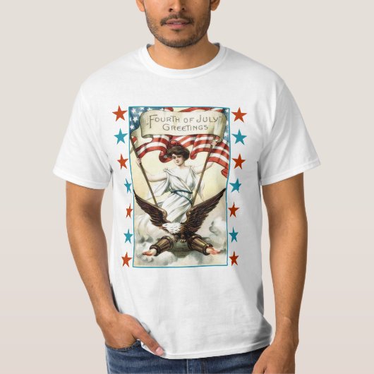 Lady Liberty met Eagle en Stars Tshirt (Voorkant)