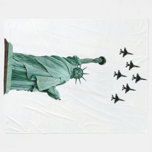 LADY LIBERTY met JETS Fleece Deken (Voorkant (Horizontaal))