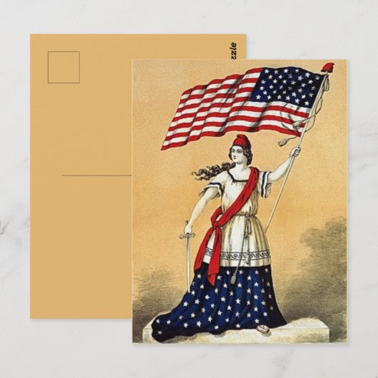 Lady Liberty met rode sjerp Briefkaart (Voorkant / Achterkant)