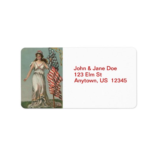Lady Liberty met vlag  Adresetiketten Etiket (Voorkant)