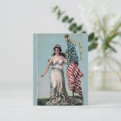  Lady Liberty met vlag Briefkaart (Staand voorkant)