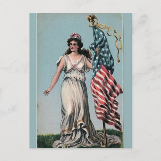  Lady Liberty met vlag Briefkaart (Voorkant)