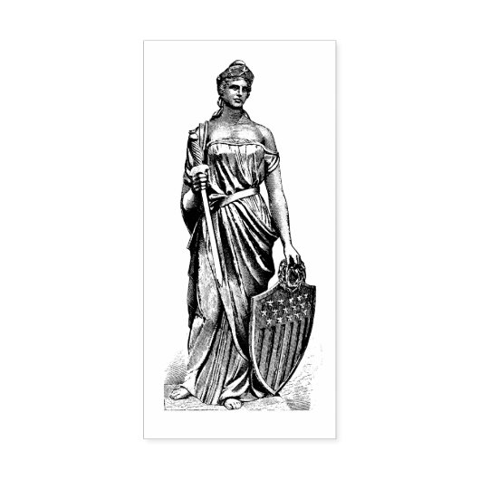 Lady Liberty of Columbia met Zwaard en Schild Rubberstempel (Afrduk)