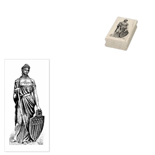 Lady Liberty of Columbia met Zwaard en Schild Rubberstempel (Gestempeld)