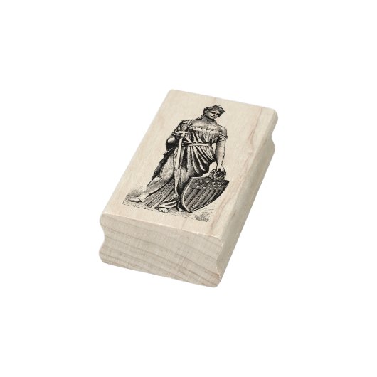 Lady Liberty of Columbia met Zwaard en Schild Rubberstempel (Stempel)