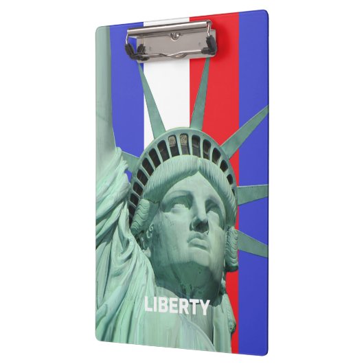 Lady Liberty op Blue Red White Stripes Klembord (Links)