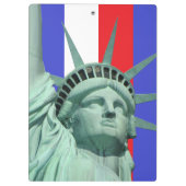 Lady Liberty op Blue Red White Stripes Klembord (Achterkant)