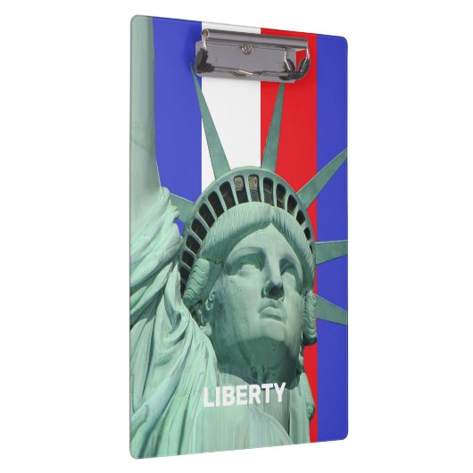 Lady Liberty op Blue Red White Stripes Klembord (Rechts)