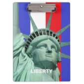 Lady Liberty op Blue Red White Stripes Klembord (Voorkant)