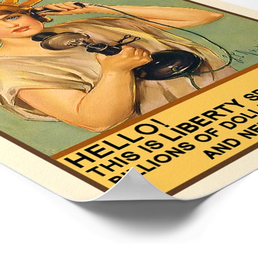 Lady Liberty op de telefoon Poster (Hoek)