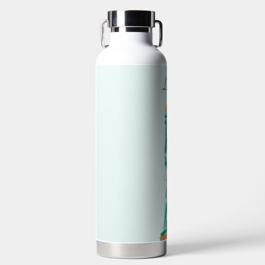 Lady Liberty op Light Sky Blue Waterfles (Voorkant)