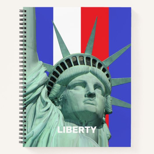 Lady Liberty op Notebook met blauwe rode witte str Notitieboek (Voorkant)