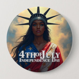 Lady Liberty opnieuw voorgesteld – Een nieuw gezic Ronde Button 4,0 Cm