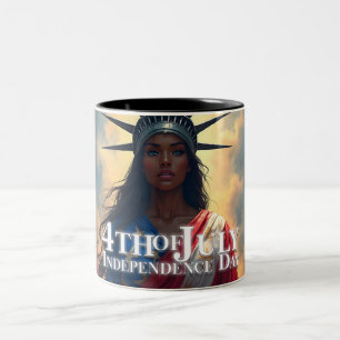 Lady Liberty opnieuw voorgesteld – Een nieuw gezic Tweekleurige Koffiemok