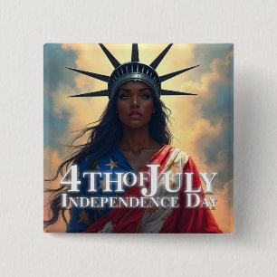 Lady Liberty opnieuw voorgesteld – Een nieuw gezic Vierkante Button 5,1 Cm