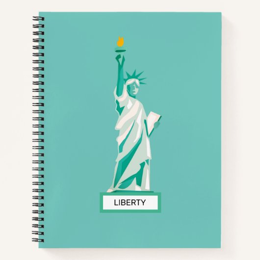 Lady Liberty over Blauwgroen Notitieboek (Voorkant)