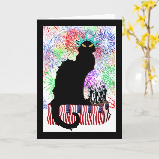 Lady Liberty - Patriotic Le Chat Noir Kaart (Gele Bloem)