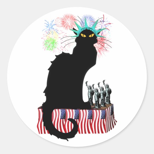 Lady Liberty - Patriotic Le Chat Noir Ronde Sticker (Voorkant)