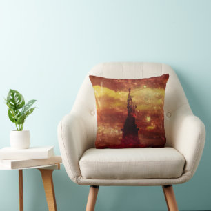 Lady Liberty Red en gele sterren Kussen