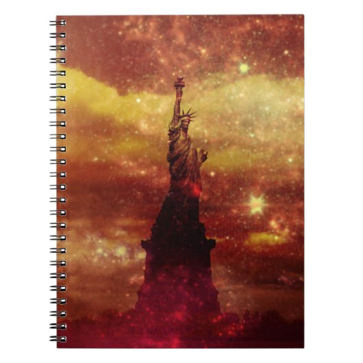Lady Liberty Red en gele sterren Notitieboek (Voorkant)