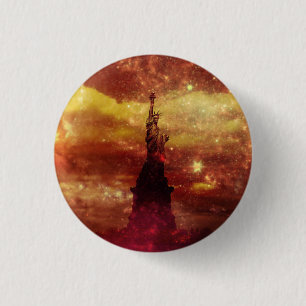 Lady Liberty Red en gele sterren Ronde Button 3,2 Cm