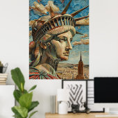 Lady Liberty schilderij in barokke stijl Poster (Thuiskantoor)